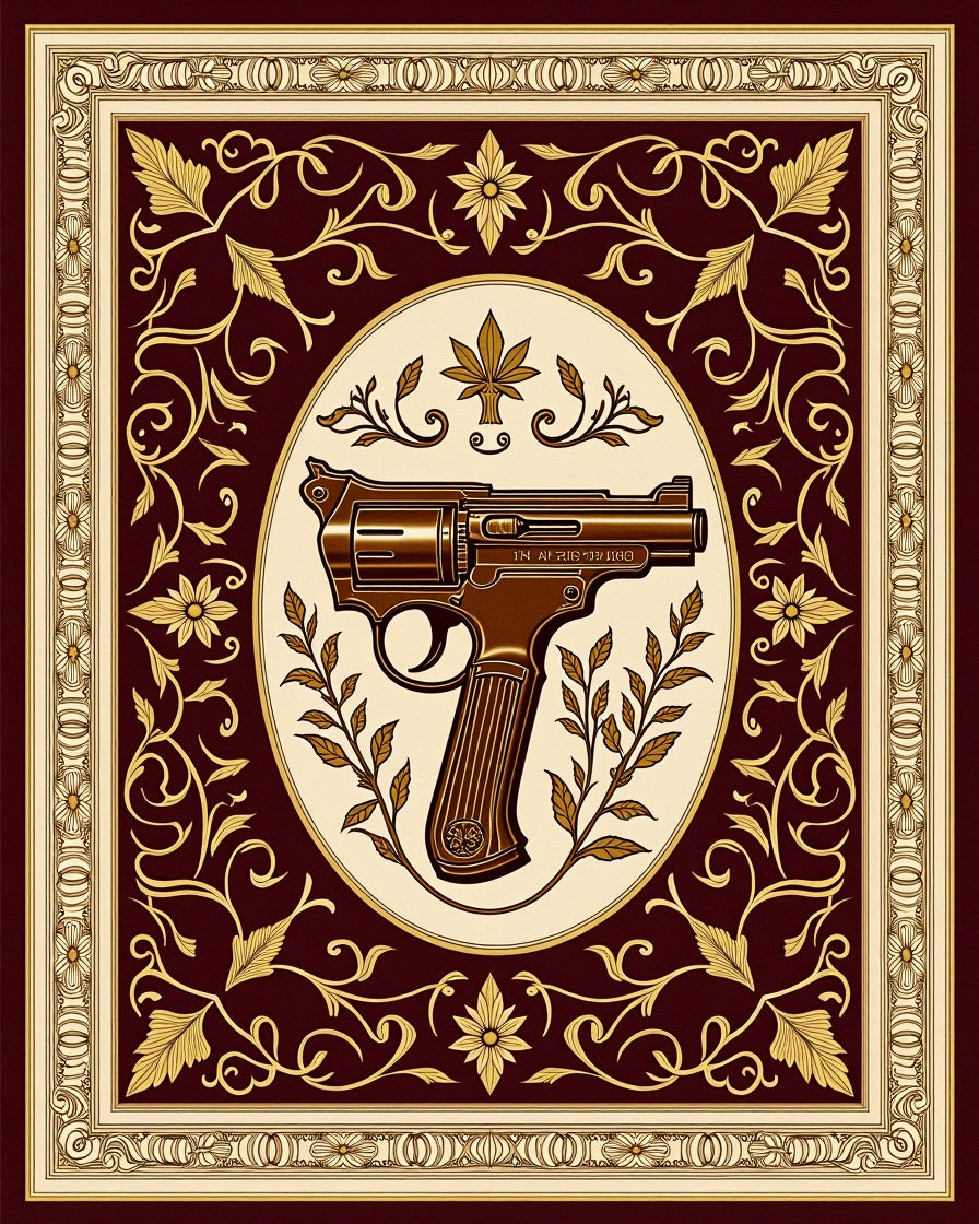 Crimson Gold Floral Revolver Oval Rug