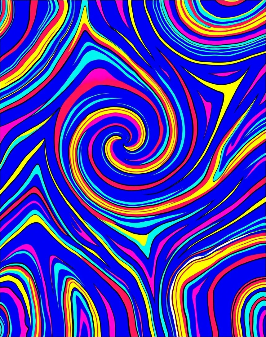 Vibrant Swirl Marbled Color Splash Rug