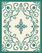 Emerald Green Floral Corner Scroll Rug