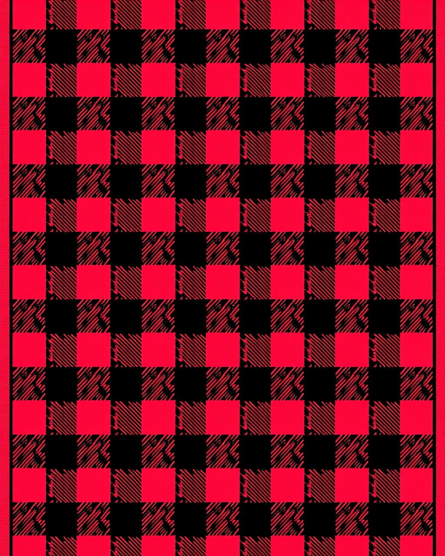 Vibrant Crimson Black Gingham Square Rug