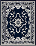 Naval White Ornamental Scrollwork Floral Rug