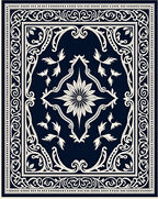 Naval White Ornamental Scrollwork Floral Rug