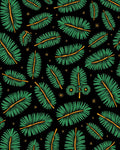 Green Pine Needles on Black with Stars Rug