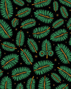Green Pine Needles on Black with Stars Rug