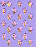 Playful Pink Yellow Cartoon Face Repeat Rug