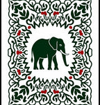 Dark Green Elephant With Red Berry Border Rug