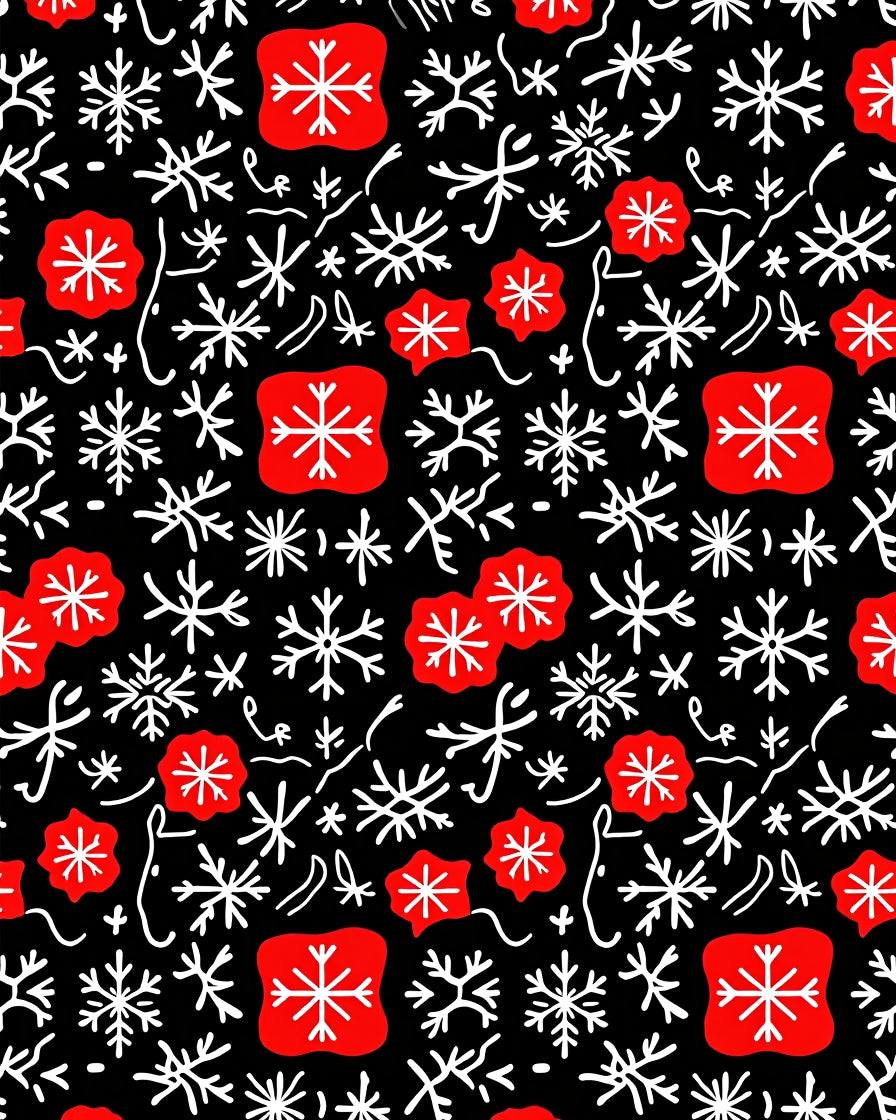 Red Snowflake Medallion Scatter Rug
