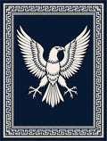 Navy and Ivory Eagle Greek Key Rug