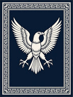 Navy and Ivory Eagle Greek Key Rug