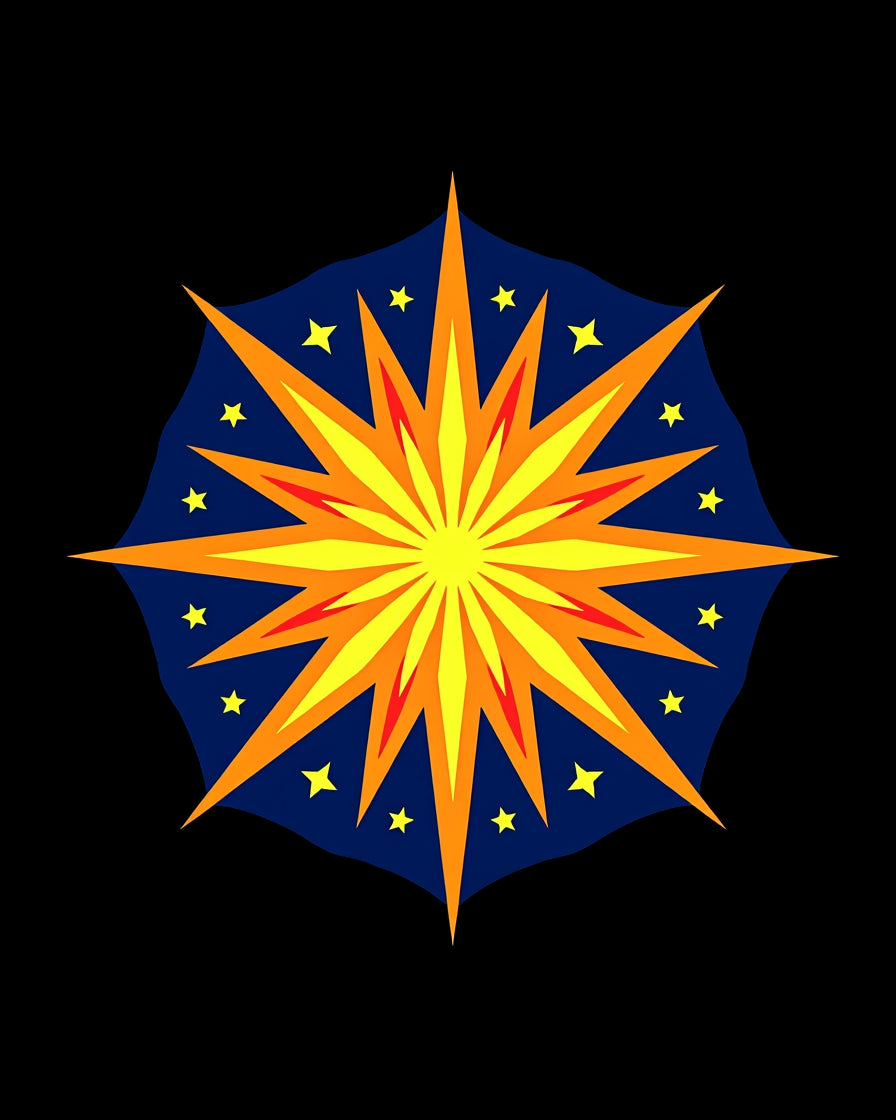 Radiant Sunburst Yellow Orange Starburst Rug