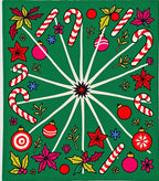 Festive Red Green Candy Cane Holly Rug