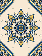 Mandala Sun Cobalt Yellow Medallion Rug