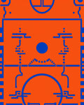 Bold Blue Geometric Circuit Board Rug
