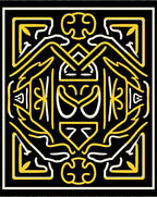 Bold Black Yellow Geometric Mask Rug