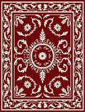 Crimson White Floral Scrollwork Border Rug