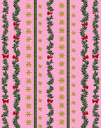 Pink Green Garland Red Bow Star Rug