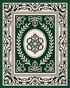 Ornate Emerald Botanical Scroll Rug