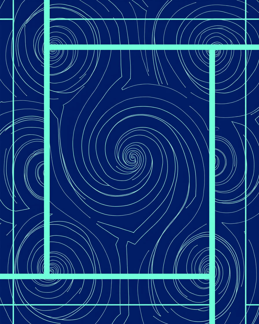 Navy Blue Swirl Geometric Modern Rug