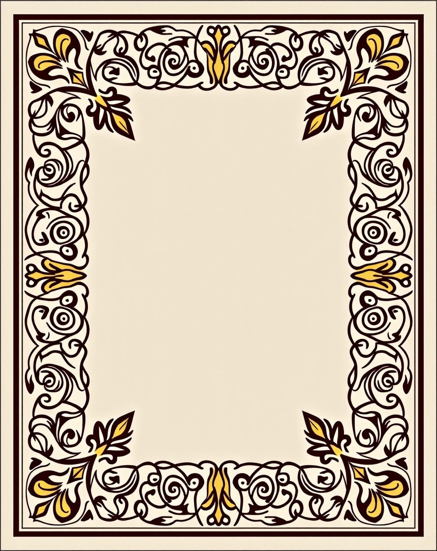 Victorian Amber Swirl Border Rug