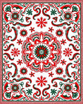 Crimson Green Floral Medallion Rug