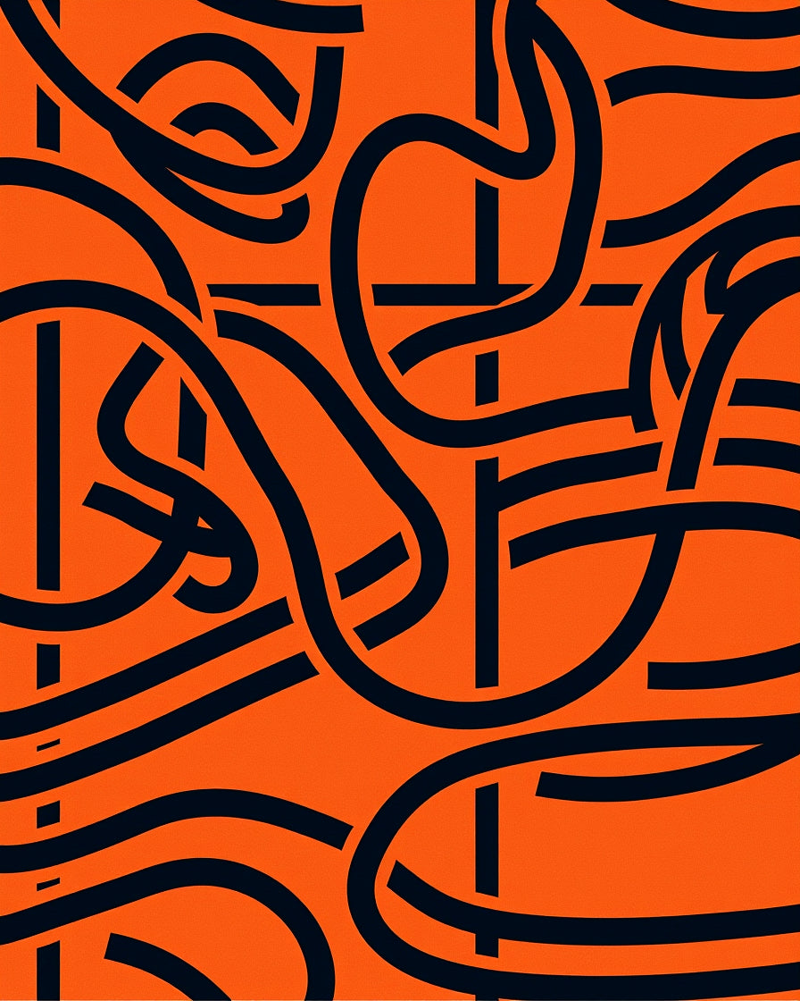 Tangy Orange Intertwined Lines Rug