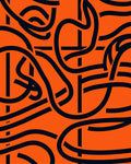 Tangy Orange Intertwined Lines Rug