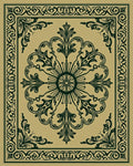 Antique Gold Dark Green Ornate Medallion Rug