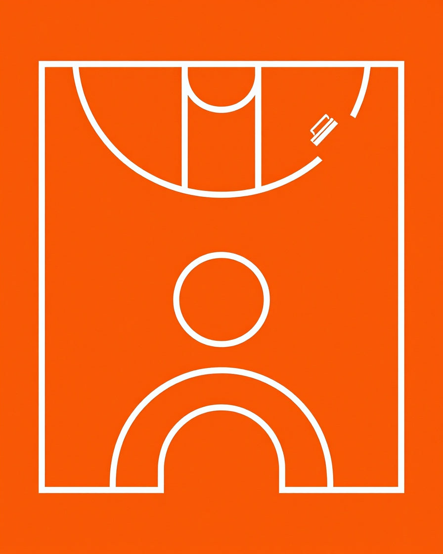 Bright Orange Court Graphics Rug