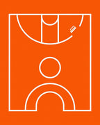Bright Orange Court Graphics Rug