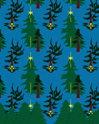 Green Christmas Trees Yellow Stars Latern Rug