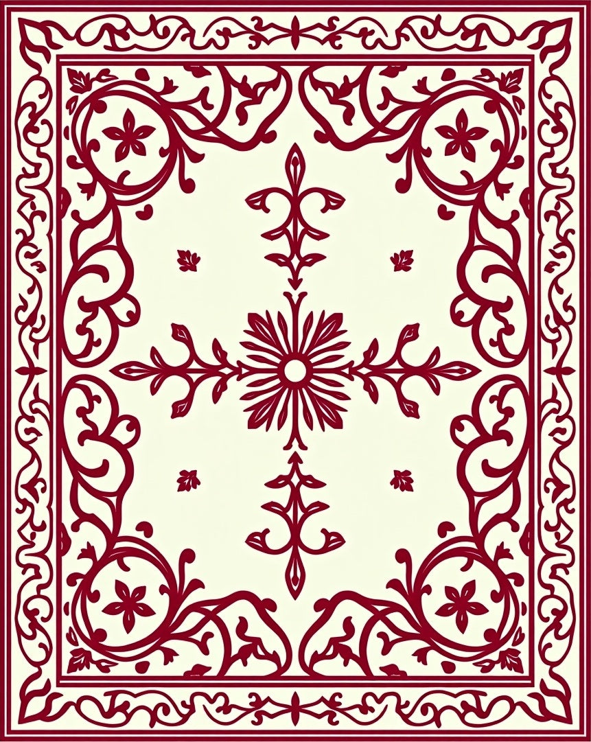 Crimson Scrollwork Central Bloom Rug