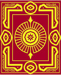 Crimson Yellow Geometric Sunburst Rug