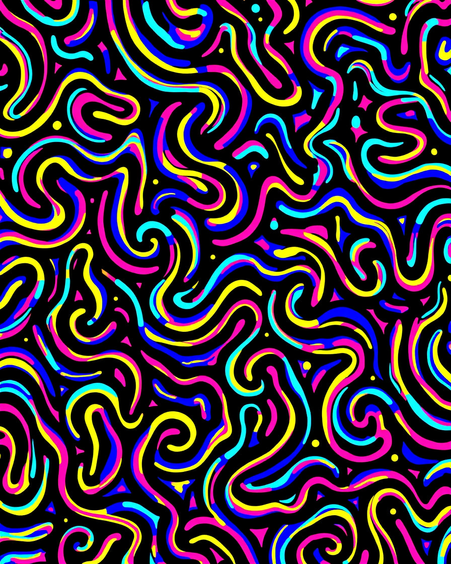 Bold Neon Swirls Abstract Rug