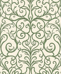 Green Flourishing Vine Scroll Rug