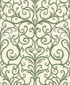 Green Flourishing Vine Scroll Rug