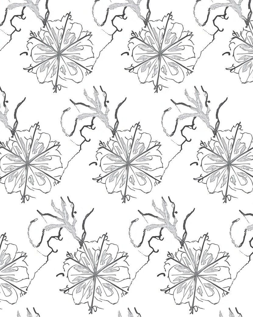 Monochromatic Floral Outline Detail Rug