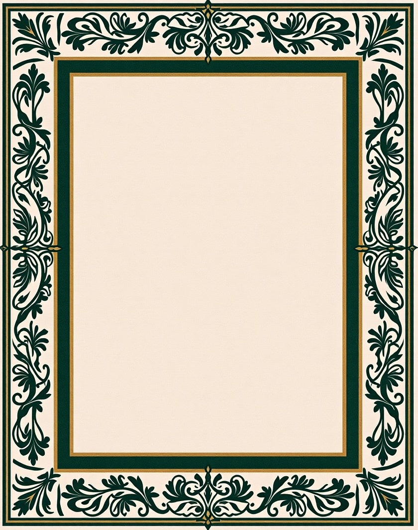 Ornate Scroll Border Cream Rug