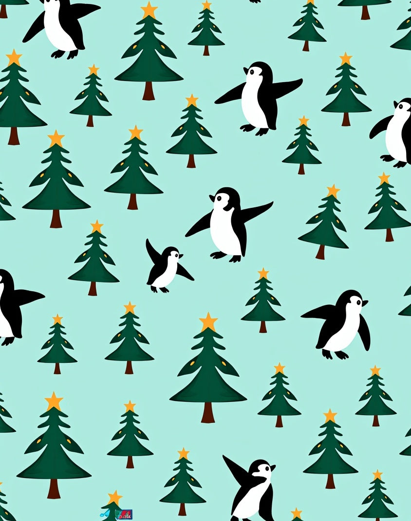 Playful Penguins And Evergreen Trees Rug