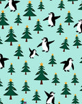 Playful Penguins And Evergreen Trees Rug