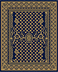 Golden Floral Medallion Navy Rug