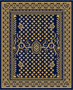 Golden Floral Medallion Navy Rug