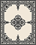 Black Ivory Ornate Floral Medallion Frame Rug