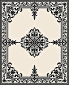 Black Ivory Ornate Floral Medallion Frame Rug