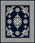 Midnight Navy Cream Floral Medallion Rug