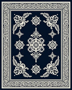 Midnight Navy Cream Floral Medallion Rug
