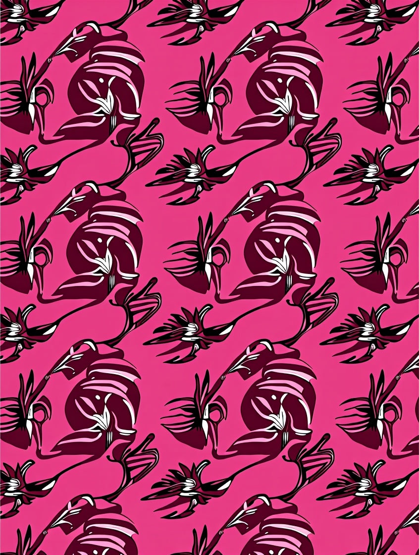 Vibrant Fuchsia Floral Whimsical Arrangement Rug