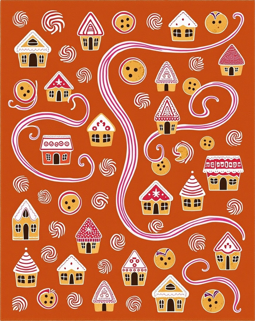 Holiday Gingerbread House Candy Swirl Rug