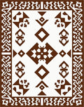 Brown Geometric Border Diamond Medallion Rug