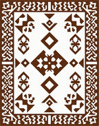 Brown Geometric Border Diamond Medallion Rug