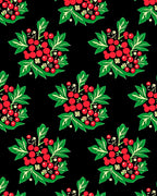 Folk Art Red Berry Green Leaf Rug